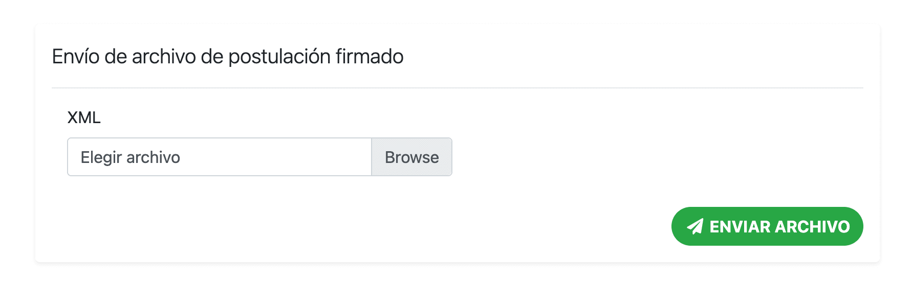 Envío de archivo de postulación firmado