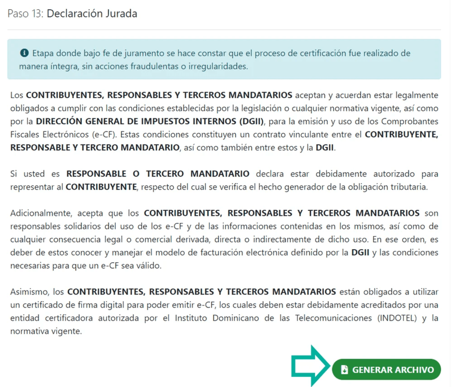 Generar archivo de declaración jurada en el portal DGII